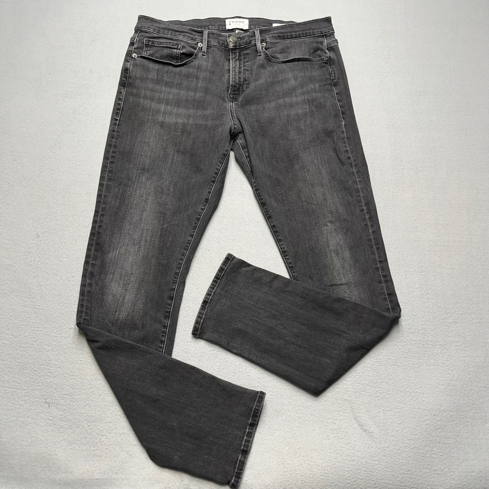 Frame Denim Mens L'Homme Slim Jeans Long Shore Grey Wash LMH926‎ Size 34x32